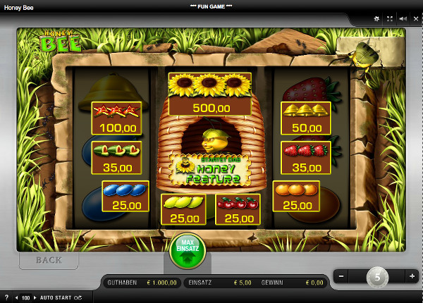 Honey Bee - Auszahlungstabelle