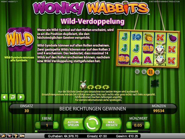Wonky Wabbits Slot - Spielregeln